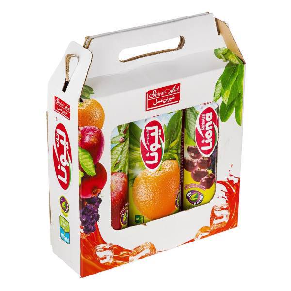 آبمیوه با سه طعم سیب و پرتقال و مخلوط میوه‌های قرمز لیونا بسته سه عددی، Liona 3 Flavor Apple Orange Red Fruits Juice Pack Of 3