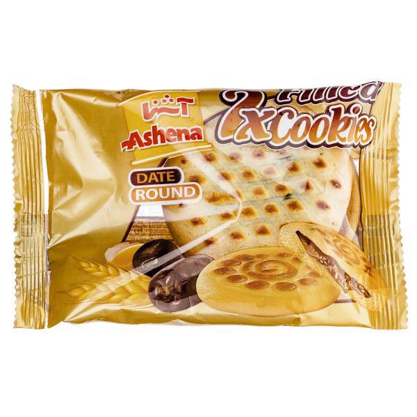 کلوچه دوقلو رند خرمایی آشنا مقدار 90 گرم، Ashena Twin Round Date Cookies 90gr