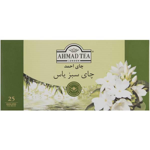 چای سبز کیسه ای احمد با طعم گل یاس بسته 25 عددی، Ahmad Jasmine Flavored Green Tea Bag Pack of 25