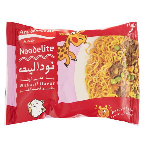 نودالیت با طعم گوشت آماده لذیذ مقدار 75 گرم، Amadeh Laziz Beef Flavor Noodelite 75gr