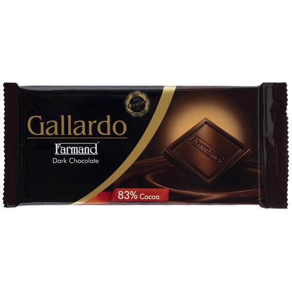 شکلات تلخ 83 درصد فرمند سری گالارد مقدار 65 گرم، Farmand Gallardo 83 Percent Dark Chocolate 65gr