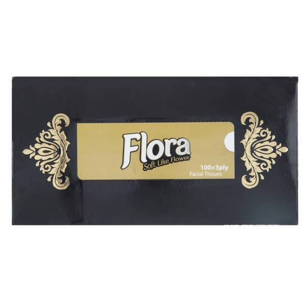 دستمال کاغذی فلورا طرح زرین مهر بسته 100 برگ، Flora Golden Sun 100 Paper Tissues