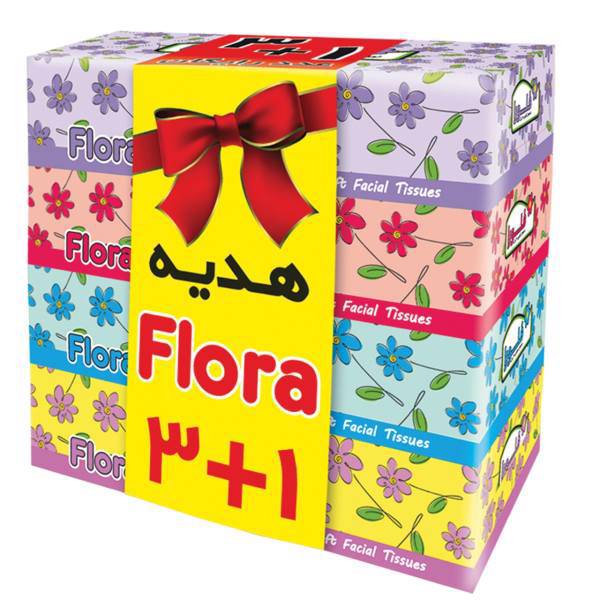 دستمال کاغذی 200 برگ فلورا بسته 4 عددی، Flora 200 Paper Tissues Pack Of 4