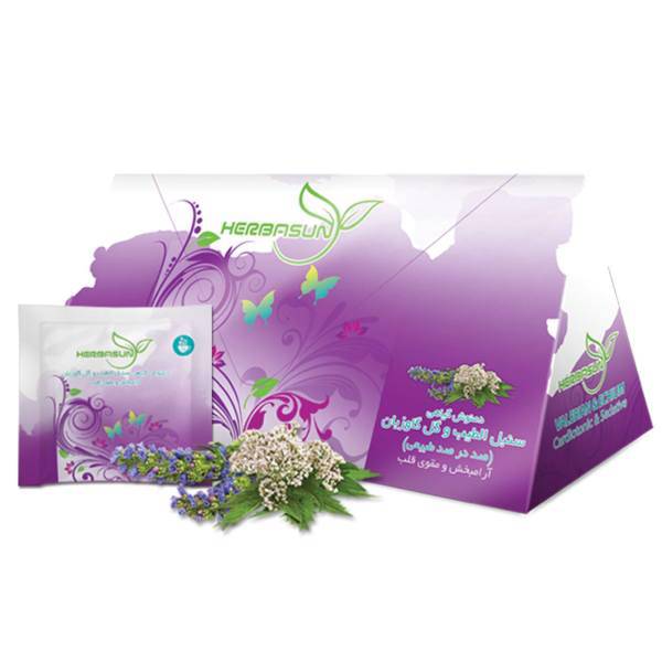 دمنوش گیاهی هرباسان مدل سنبل الطیب و گل گاو زبان بسته 20 عددی، Herbasun Valerian and Echium Amoenum Herbal Tea Pack of 20