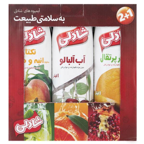 آبمیوه و نکتار پرتقال آلبالو انبه و هلو شادلی بسته 3 عددی، Shadlee 3 Flavor Orange Sour Cheery Peach And Mango Juice Pack Of 3