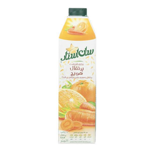 نکتار پالپ دار پرتقال هویج سان استار حجم 1 لیتر، Sunstar Orange Carrot Nectar 1Lit