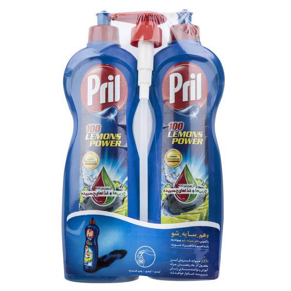 پک شوینده پریل مدل Lemons Power بسته 2 عددی، Pril Lemons Power Dishwashing Liquid Pack Of 2