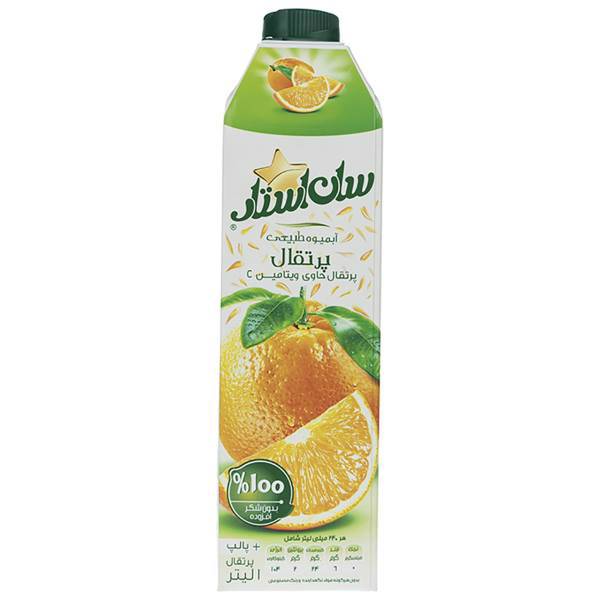 آبمیوه پالپ دار پرتقال سان استار حجم 1 لیتر، Sunstar Orange Pulp Juice 1Lit