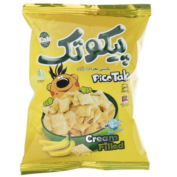 پیکوتک بالشتی مغزدار موزی تک ماکارون مقدار 25 گرم، Tak Makaron Cream Filled Banana Pico Tak 25gr