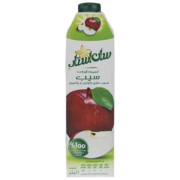 آبمیوه طبیعی سیب سان استار حجم 1 لیتر، Sunstar Natural Apple Juice 1lit