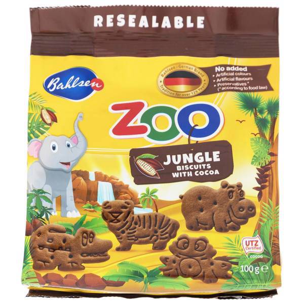 بیسکوییت بالزن سری لایبنیز مدل Zoo Jungle مقدار 100 گرم، Bahlsen Leibniz Zoo Jungle Biscuit 100gr