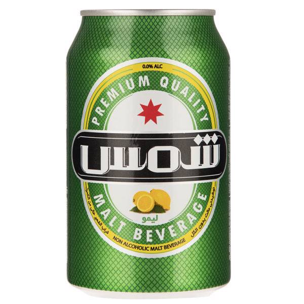 ماءالشعیر لیمو شمس مقدار 0.33 لیتر، Shams Lemon Non Alcoholic Carbonated Malt 0.33lit