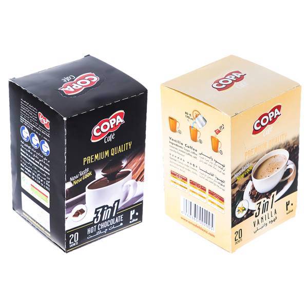 قهوه فوری وانیلی و هات چاکلت کوپا بسته 40 عددی، Copa Vanilla Free Instant Coffee and Hot Chocolate Pack Of 40