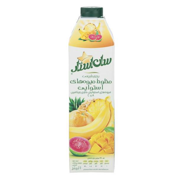 نکتار مخلوط میوه‌ های استوایی سان استار حجم 1 لیتر، Sunstar Tropical Fruits Nectar 1Lit