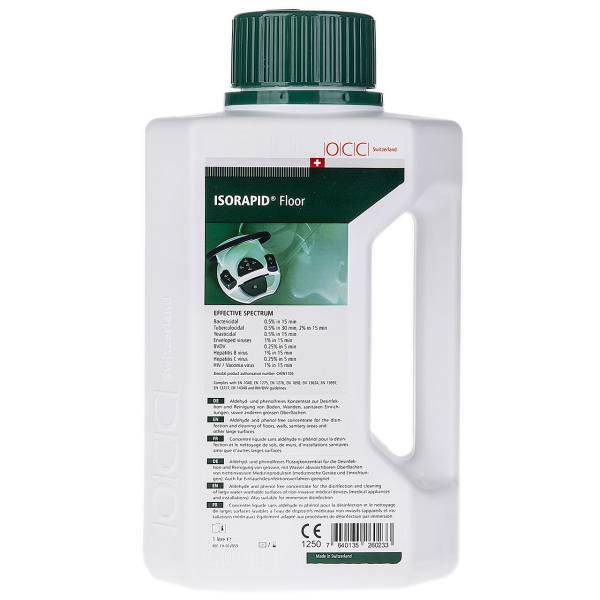 محلول کنسانتره ضد عفونی کننده و پاک سازی سطوح او سی سی حجم 1000 میلی‌ لیتر، Occ Isorapid Floor Disinfectant Liquid 1000ml