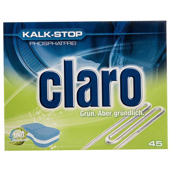 قرص جرم گیر ماشین لباسشویی کلارو مدل Kalk-Stop بسته 45 عددی، Claro Kalk-Stop Washin Mashin Tablets Pack Of 45