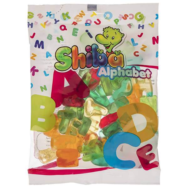 پاستیل میوه ای شیبا مدل Alphabet مقدار 180 گرم، Shiba Alphabet fruit Jelly Gum 180gr