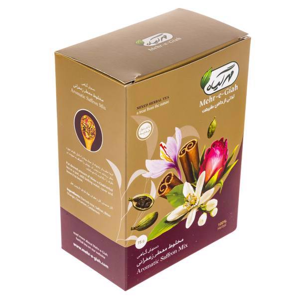 دمنوش گیاهی مخلوط معطر زعفرانی مهر گیاه مقدار 75 گرم، Mehre Giah Aromatic Saffron Mix Mixed Herbal Tea 60gr