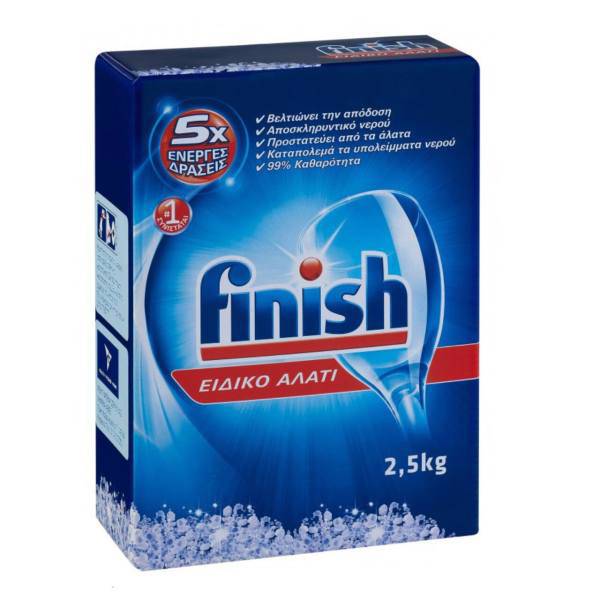 نمک ظرفشویی پنج کاره فنیش بسته 2.5 کیلو گرمی، Finish dishwasher 5X salt pack of 2.5kg