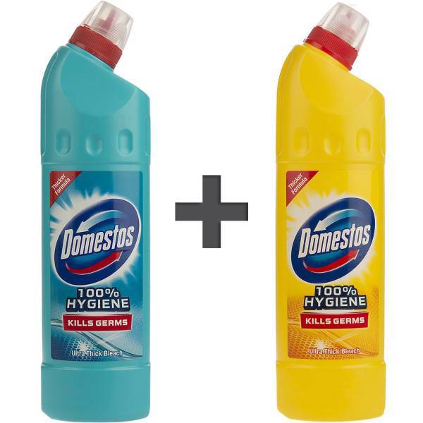 سفیدکننده سطوح دامستوس مدل Eucalyptus And Lemon حجم 750 میلی لیتر بسته 2 عددی، Domestos Eucalyptus And Lemon Surface Bleach 750ml Pack Of 2