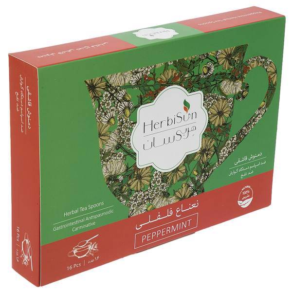 دمنوش هربی سان طعم نعناع فلفلی بسته 16 عددی، Herbisun Peppermint Herbal Tea Pack of 16