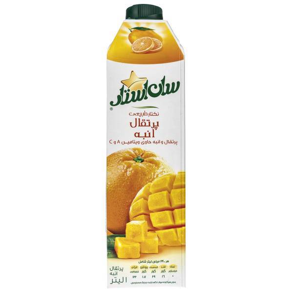 نکتار پرتقال و انبه سان استار حجم 1 لیتر، Sunstar Orange And Mango Nectar 1Lit