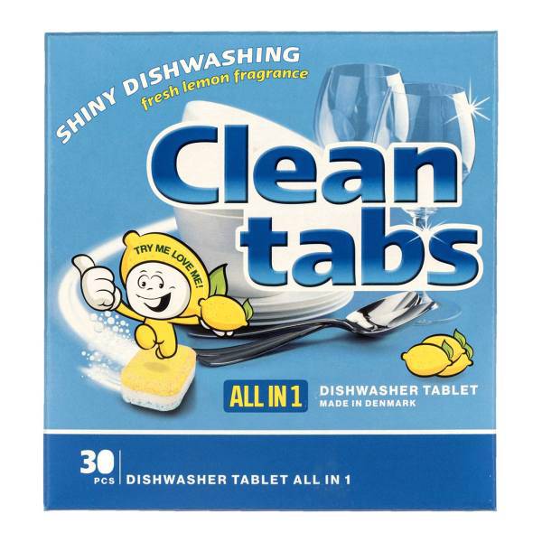 قرص ماشین ظرفشویی کلین تبز مدل All In 1 Lemon بسته 30 عددی، Clean Tabs All In 1 Lemon Dishwasher Tablets Pack Of 30