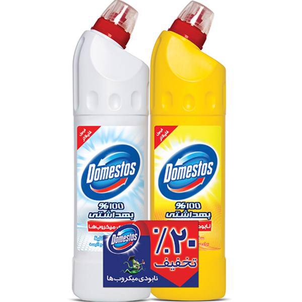 پک سفید کننده دامستوس مدل Snow White And Lemon حجم 750 میلی لیتر بسته 2 عددی، Domestos SnowWhite And Lemon Surface Bleach 750ml Pack Of 2