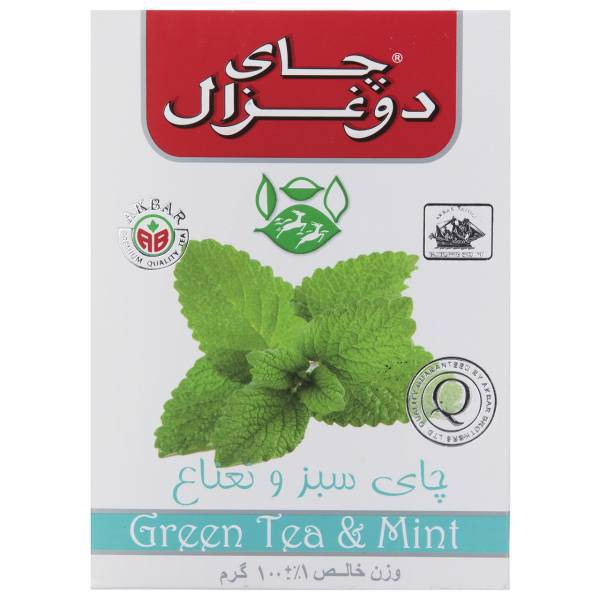 چای سبز دو غزال با طعم نعناع بسته 100 گرمی، Do Ghazal Mint Flavored Green Tea 100 gr