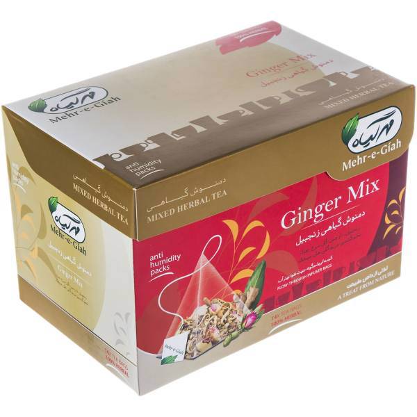 دمنوش گیاهی زنجبیل مهرگیاه بسته 14 عددی، Mehre Giah Ginger Mix Mixed Herbal Tea Pack Of 14