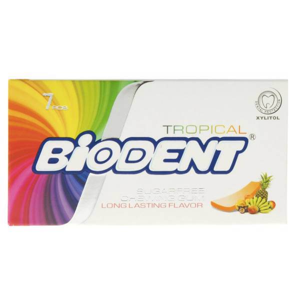 آدامس مینی استیک بدون شکر با طعم استوایی بایودنت، Biodent Tropical Sugar Free Chewing Gum