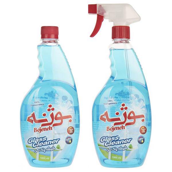 پک شیشه پاک‌ کن آبی بوژنه حجم 1000 میلی‌ لیتر بسته 2 عددی، Bojeneh Blue Glass Cleaner 1000ml Pack Of 2