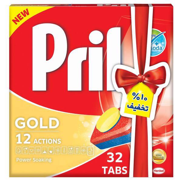 قرص ماشین ظرفشویی پریل مدل Gold بسته 32 عددی، Pril Gold Dishwasher Tablets Pack Of 32