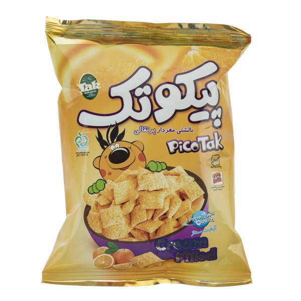 پیکوتک بالشتی مغزدار پرتقالی تک ماکارون مقدار 25 گرم، Tak Makaron Cream Filled Orange Pico Tak 25gr