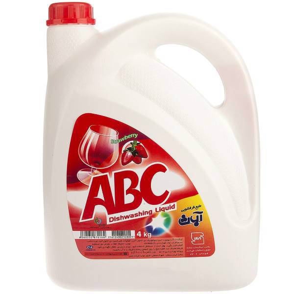 مایع ظرفشویی آ.ب.ث با رایحه توت فرنگی حجم 4 لیتر، ABC Strawberry Dishwashing Liquid 4 Liter