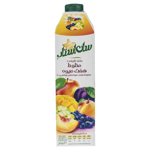 نکتار مخلوط هفت میوه سان استار حجم 1 لیتر، Sunstar Fruit Cocktail Nectar 1lit