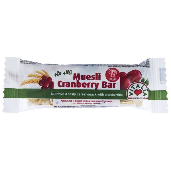 اسنک کرن بری موسلی ویتالیا مدل Tropical مقدار 30 گرم، Vitalia Museli Bar with Cranberry 30gr