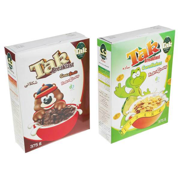 کورن فلکس ساده و شکلاتی تک ماکارون بسته 2 عددی، Tak Makaron Corn Flakes Pack of 2