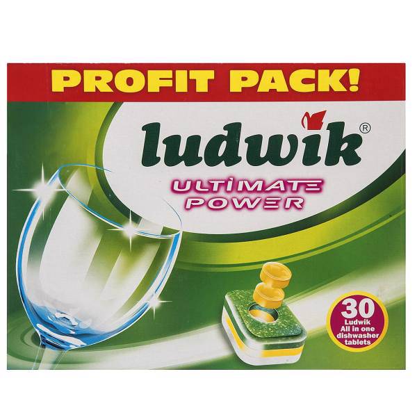 قرص ماشین ظرفشویی لودویک مدل All in One Ultimate Power بسته 30 عددی، Ludwik All in One Ultimate Power Dishwasher Tablets 30Pcs