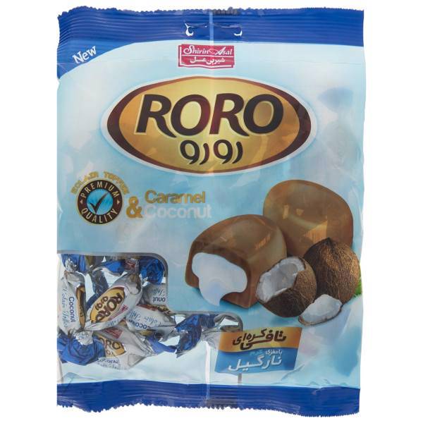 تافی کره ای با مغزی نارگیل رورو مقدار 180 گرم، Roro Caramel And Coconut Toffe 180gr