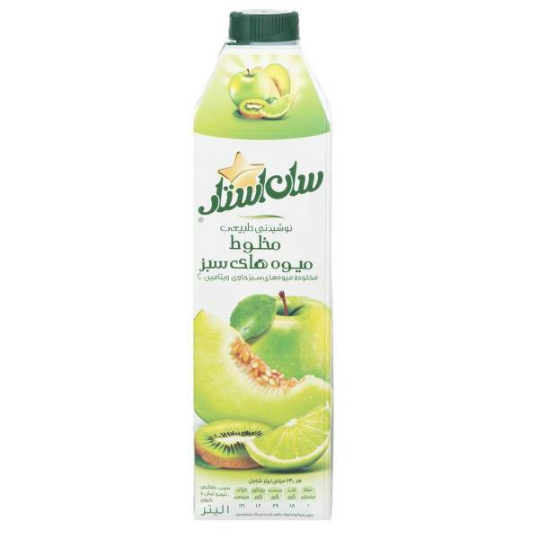 نوشیدنی مخلوط میوه های سبز سان استار حجم 1 لیتر، Sunstar Green Cocktail Juice 1lit