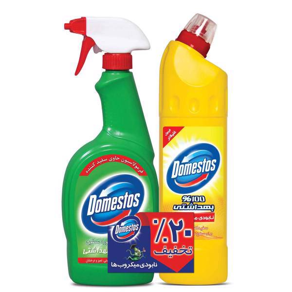 سفیدکننده سطوح دامستوس مدل Mountain Breerze And Lemon حجم 750 میلی لیتر بسته 2 عددی، Domestos Mountain Breerze And Lemon Surface Bleach 750ml Pack Of 2