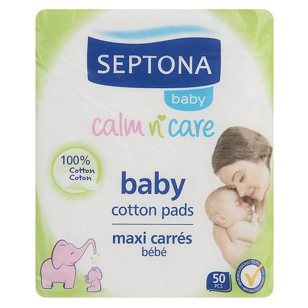 پد پاک کننده پوست کودک سپتونا سری Calm N Care بسته 50 عددی، Septona Calm N Care Baby Cotton Pads 50pcs