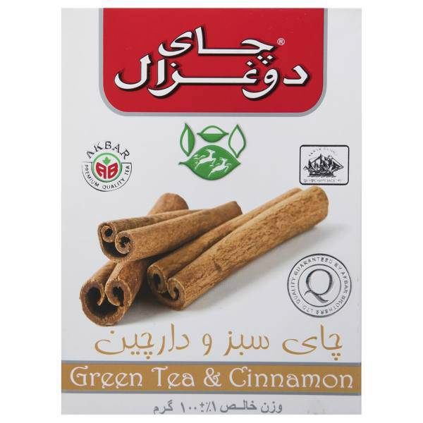 چای سبز دو غزال با طعم دارچین بسته 100 گرمی، Do Ghazal Cinnamon Flavored Green Tea 100 gr