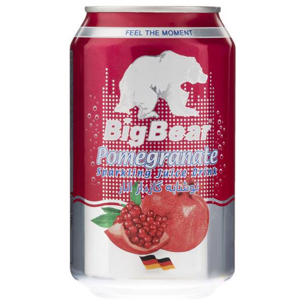 نوشابه گاز دار انار بیگ بیر حجم 0.33 لیتر، Big Bear Pomegranate Sparking Juice Drink 0.33Lit